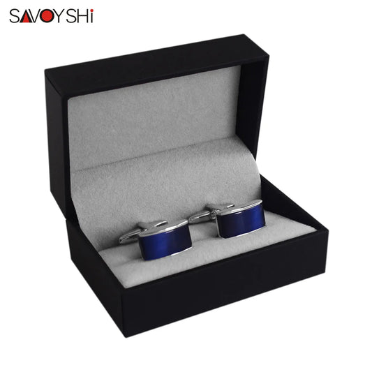 Men's Blue Cat's Eye Stone Square Cufflinks