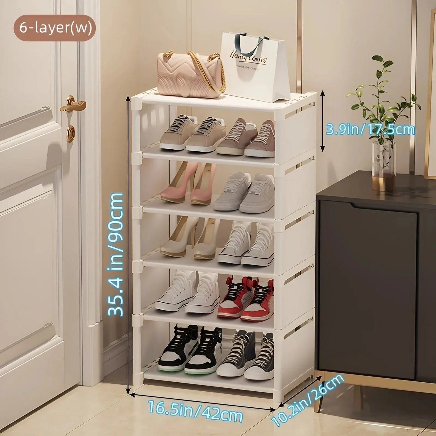 1pc 6/8 Layers Shoe Organizer - Space-saving Metal Frame & Fabric Interlayer Shoe Rack