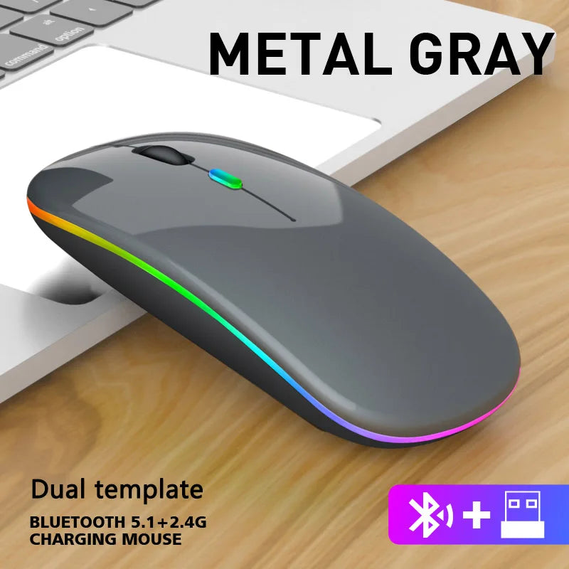 Rechargeable RGB Ergonomic Silent Click Mouse - Wireless Mice Mouse
