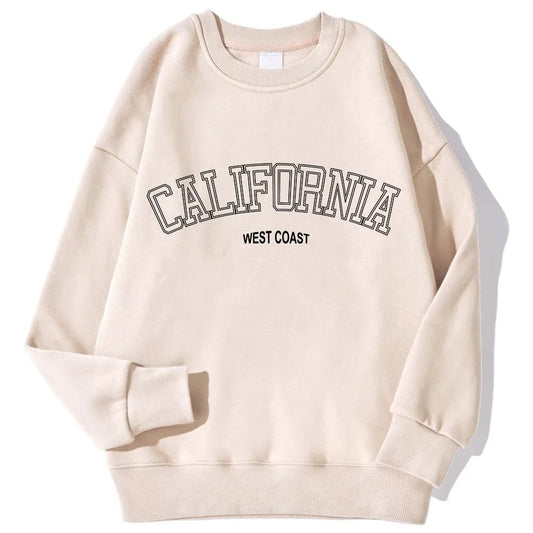 Women's Crew Neck California West Coast Print Hoodie