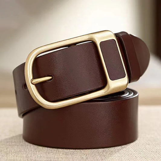 Men's Genuine Leather Cowhide Buckle Jeans Belt