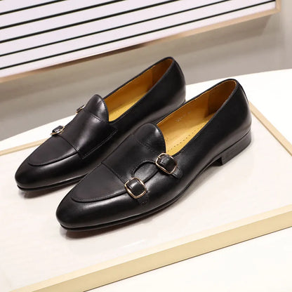 Handmade Genuine Leather Monk Strap Loafers