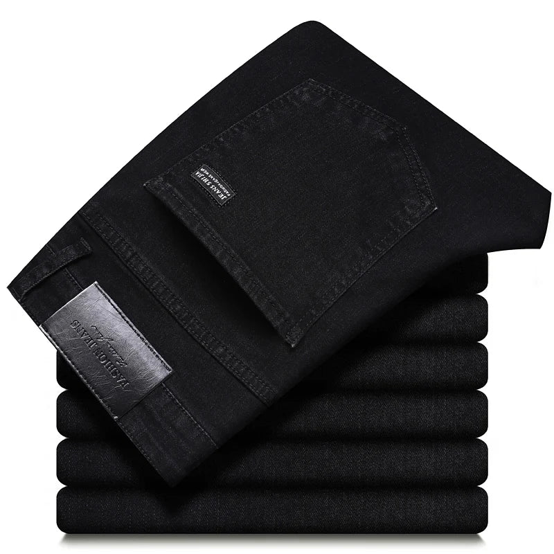 Jean en denim noir stretch droit pour homme