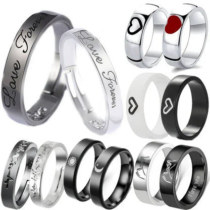 Adjustable Black & White Lozenge Couple Rings