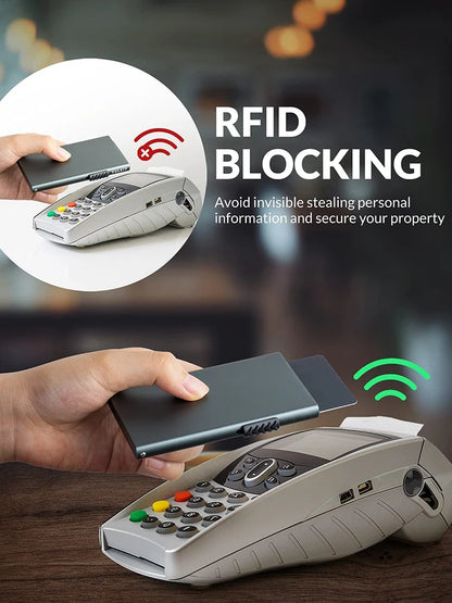 RFID Blocking Slim Metal Pop-Up Card Wallet