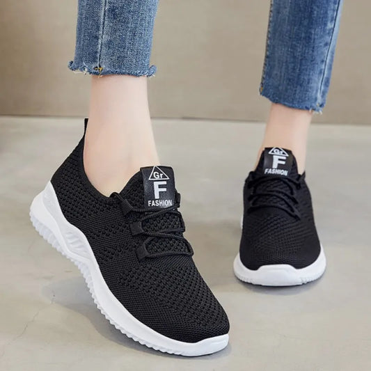 Women's Flat Lace-Up Sports Mesh Breathable Shoes