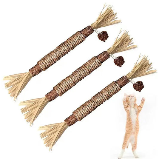 Natural Silvervine Cat Chew Sticks with Catnip – Wooden Dental Chew Toy