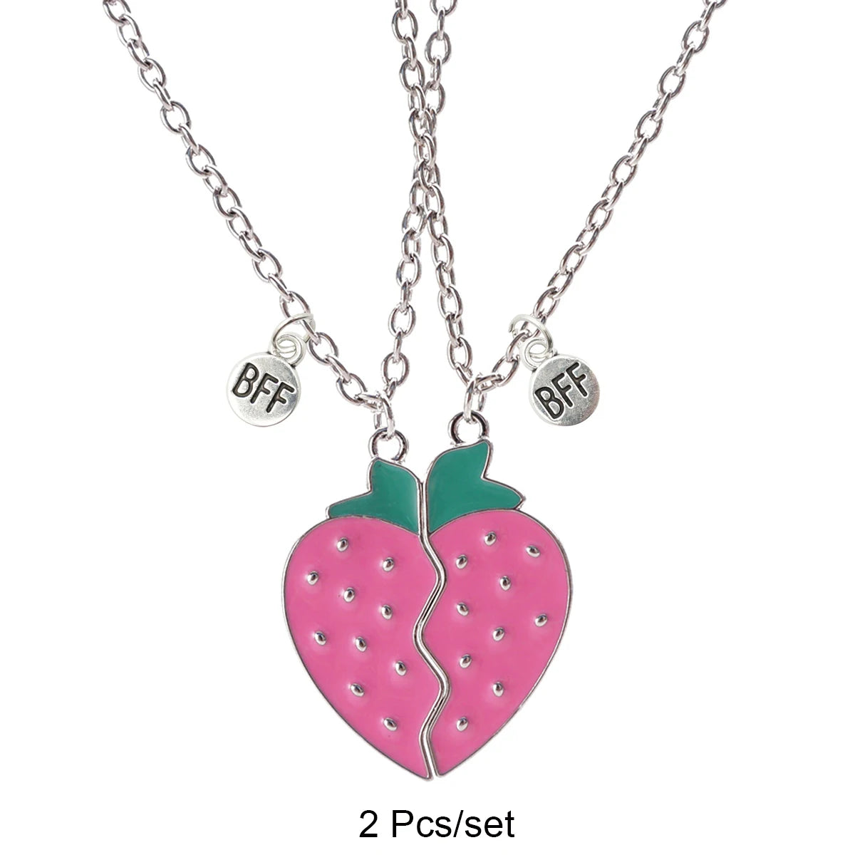 2 herzförmige Magnet-Panda-Halsketten