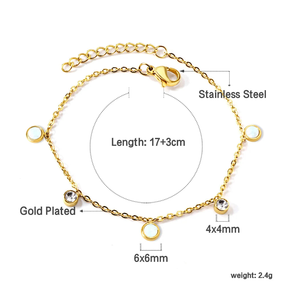 Damenarmband aus vergoldetem Edelstahl mit weißer Muschel und Zirkonia