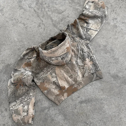 Men's Oversized Zip Up Vintage Y2K Camo Hoodie