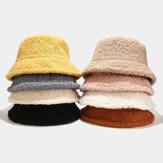 Lamb Faux Fur Bucket Winter Hat