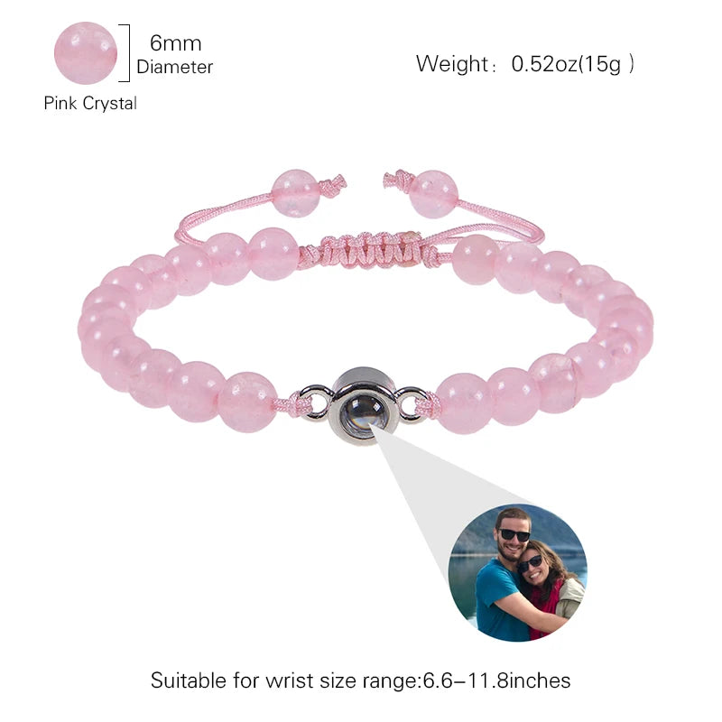 Personalized Photo Projection Customized Couple Memorial Bracelets Gift