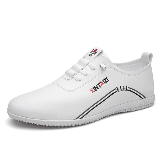 Men's Lightweight Flat White Leather Loafers