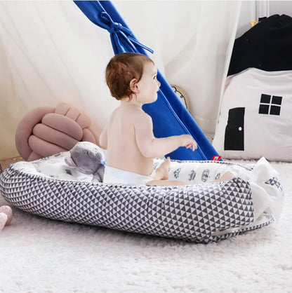 Baby Nest Bed with Pillow Cotton Cradle for Newborn Portable Crib