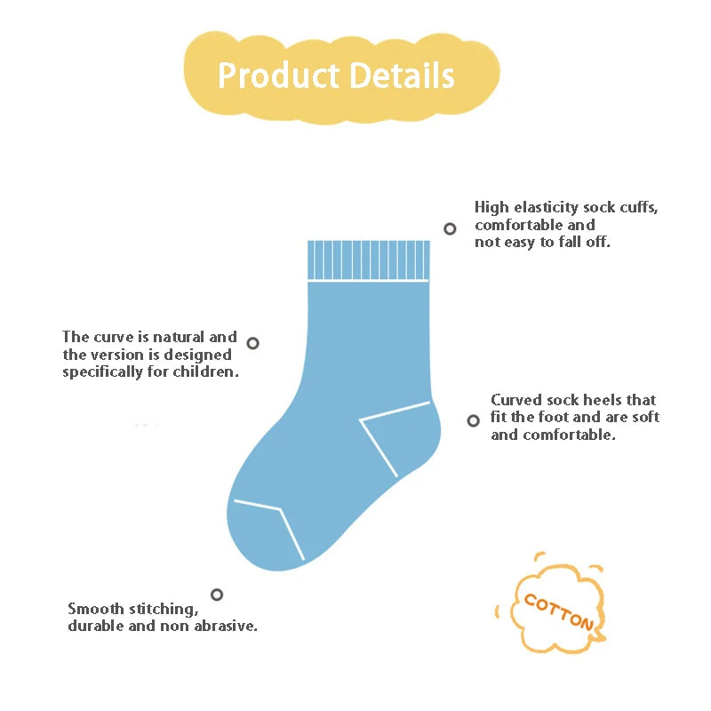 4 Pairs Cartoon Baby Socks Toddler Socks Anti Slip Cotton Floor Socks