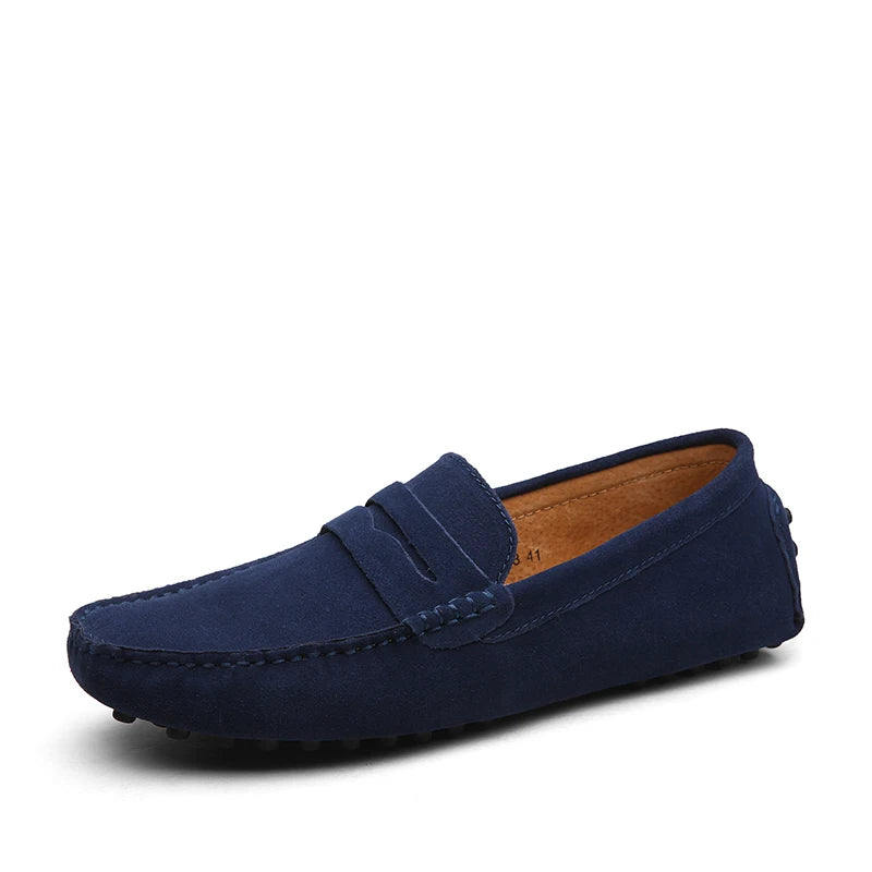 Mocassins à la mode en cuir véritable pour hommes - Mocassins à enfiler