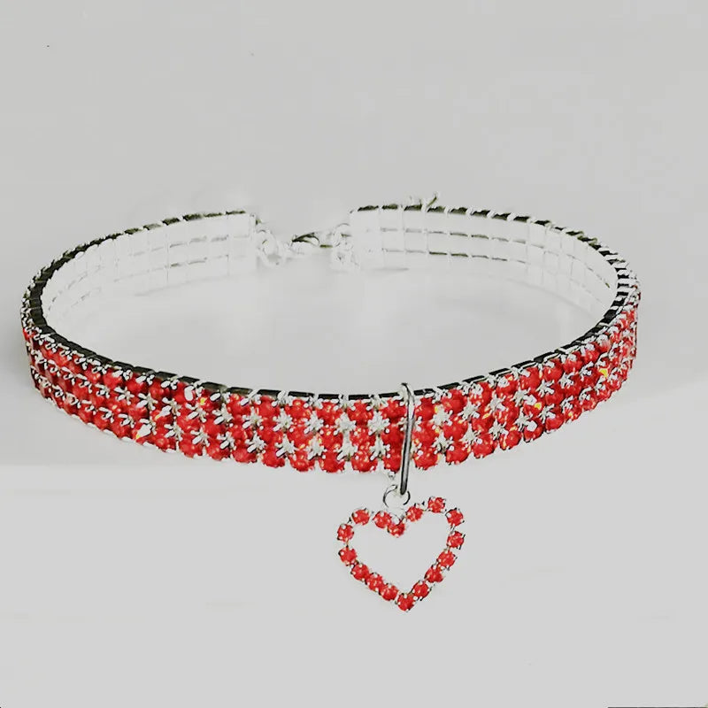 Shiny Elastic Love Pendant Sparkle Dog Collar