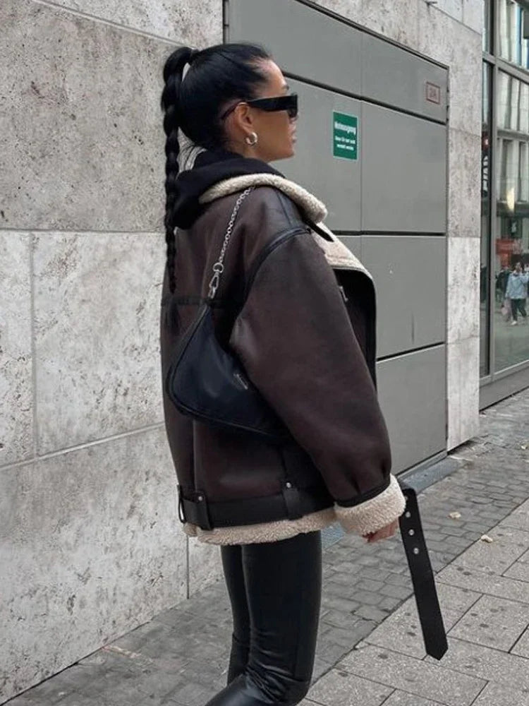 Suninheart Fashion Faux Fur Zipper Jacket