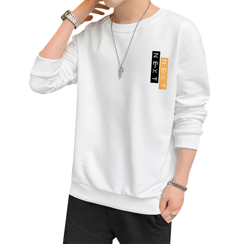 New Autumn/Spring Long Sleeve T-Shirt: Men's Round Neck Sweater