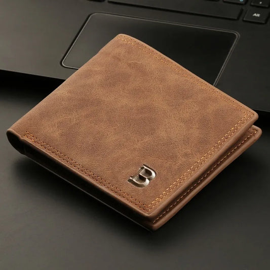 Men's Minimalist Leather Wallet with Coin Pocket