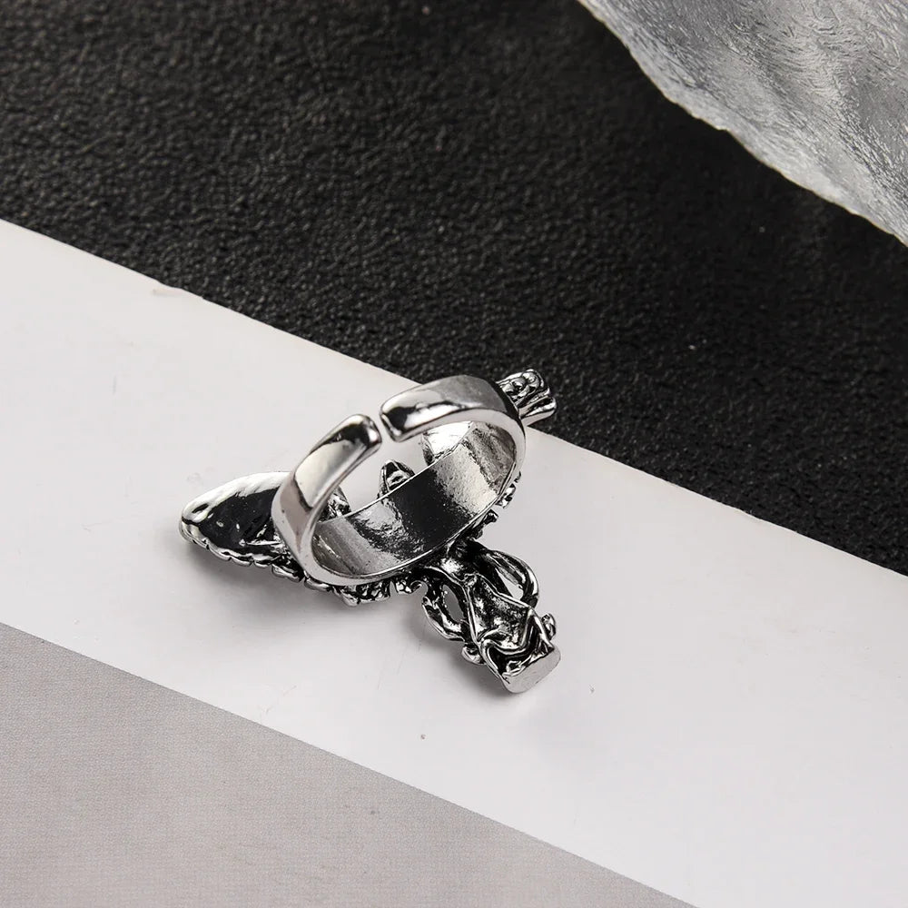Unisex Gothic Vintage Opening Punk Angel Wing Ring