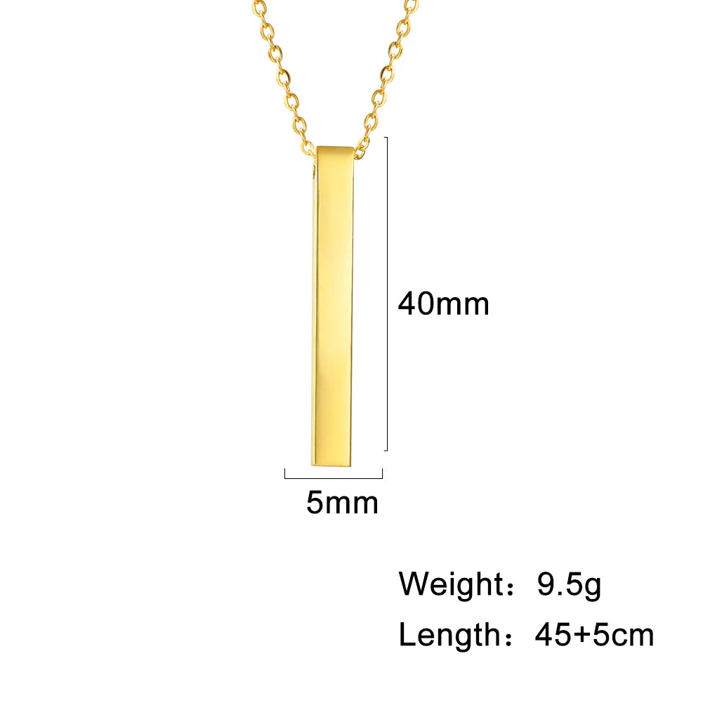 Unisex Pendant Choker Chain Vertical Bar Necklaces