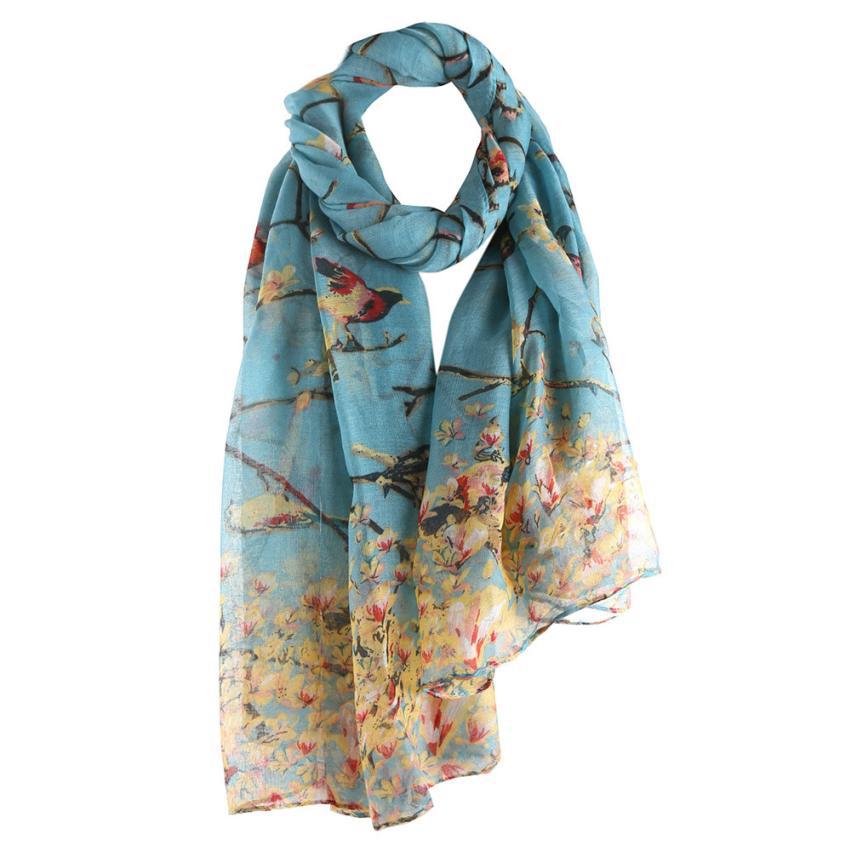 Twigs And Birds Print Pattern Scarf