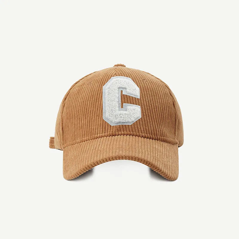 Corduroy Letter C Autumn Winter Unisex Cap
