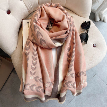 Cashmere Scarf Color Matching Long Warm And Thick