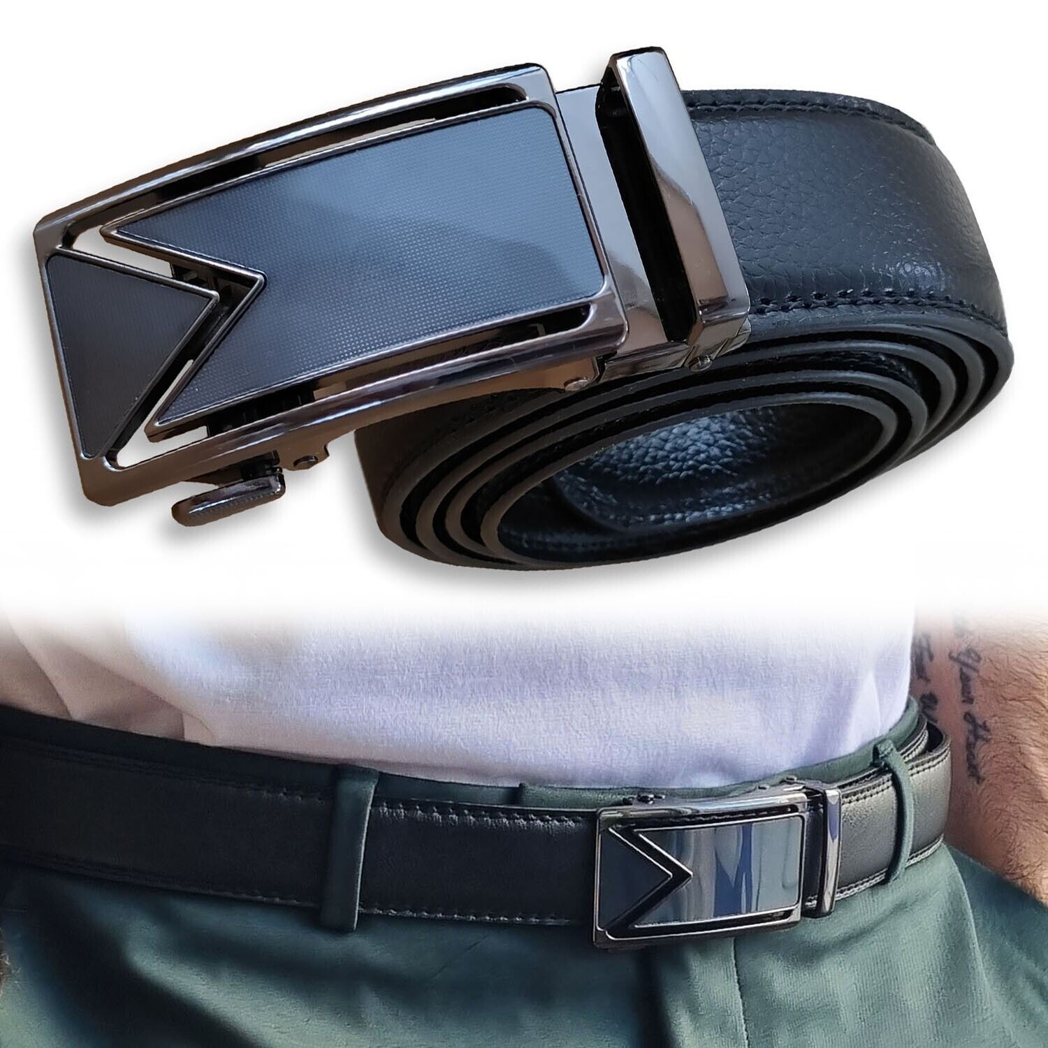 mens leather ratchet belt