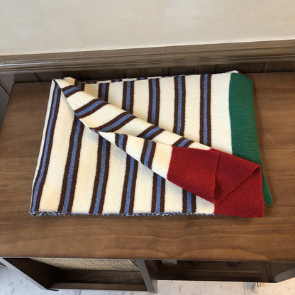 Écharpe chaude en laine tricotée à rayures contrastées
