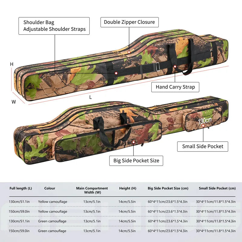 1.3m/1.5m Foldable Double-Layer Fishing Bag - Outdoor Rod Storage Kit
