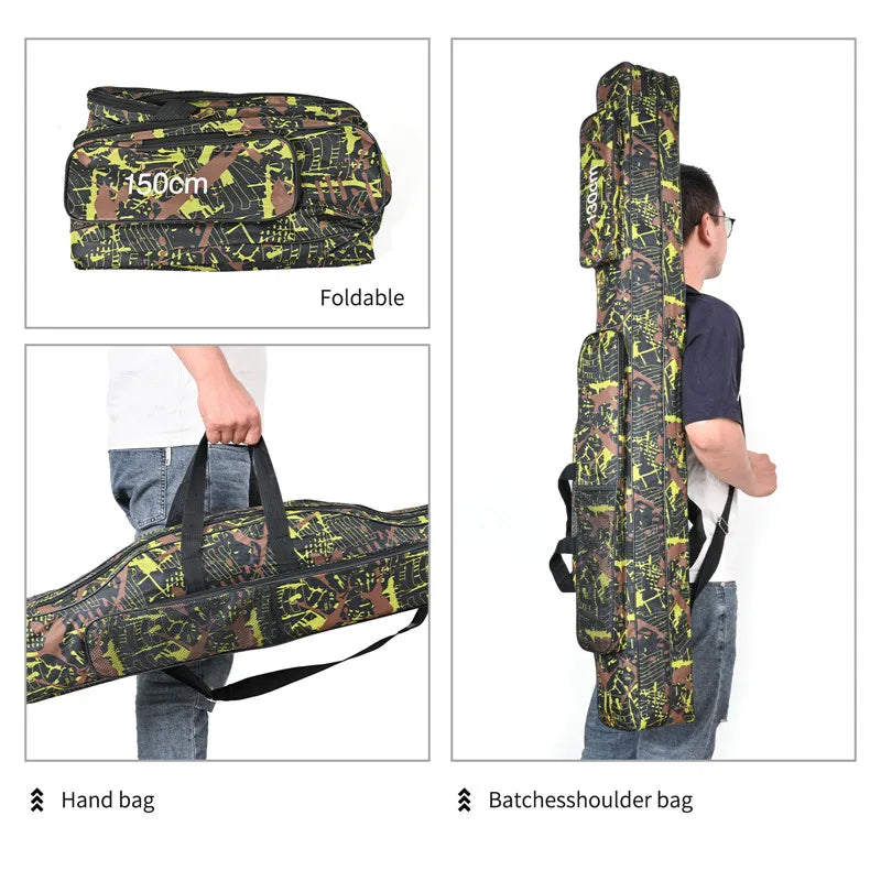 1.3m/1.5m Foldable Double-Layer Fishing Bag - Outdoor Rod Storage Kit
