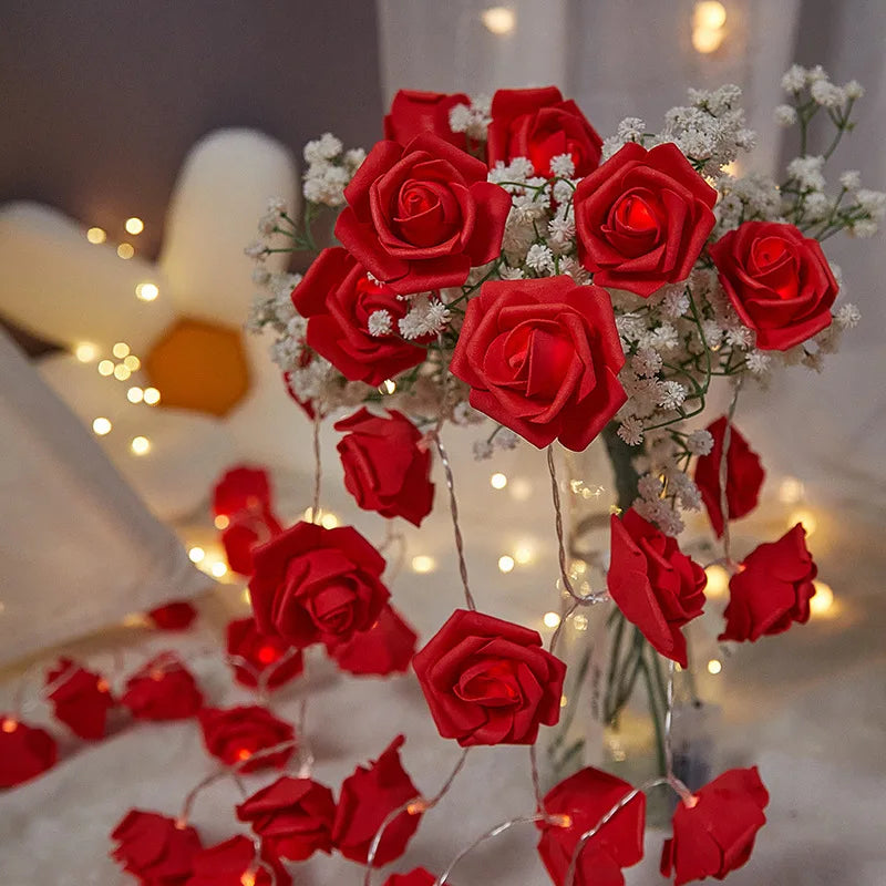 10LED Valentine's Day Rose String Lights - Flower Garland Fairy Light Romantic Valentine Gift