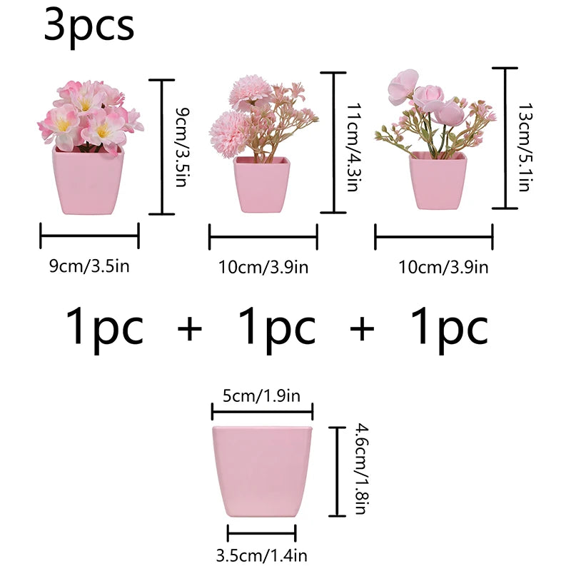 1 Set of Home Decor-3 POTS Simulation Flower Small Combination-23137ZH3