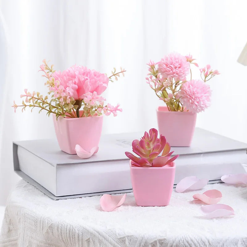 1 Set of Home Decor-3 POTS Simulation Flower Small Combination-23137ZH3