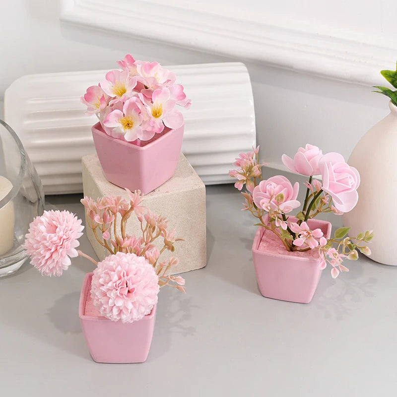 1 Set of Home Decor-3 POTS Simulation Flower Small Combination-23137ZH3