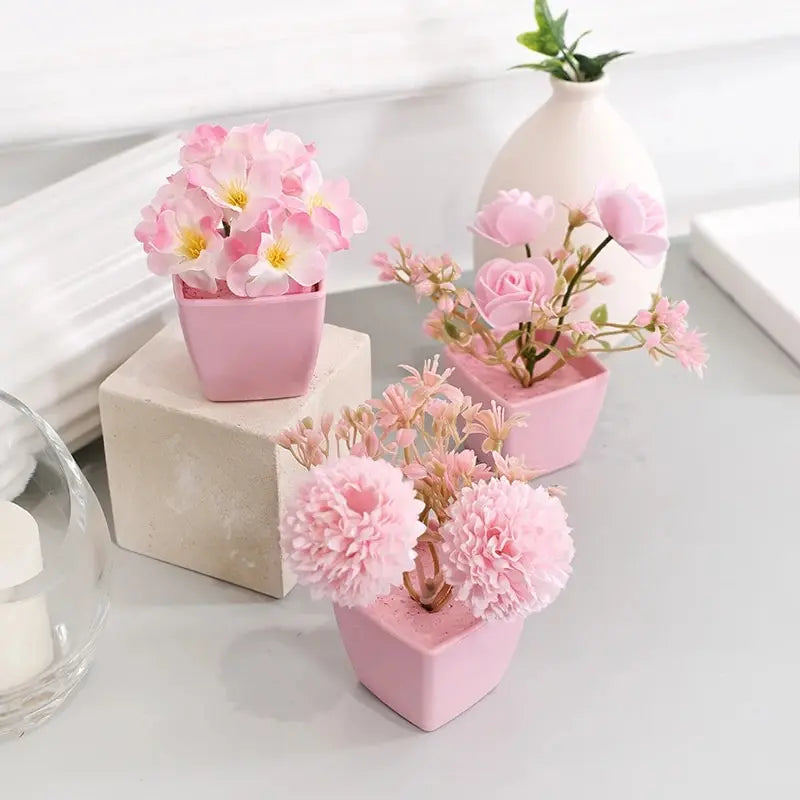 1 Set of Home Decor-3 POTS Simulation Flower Small Combination-23137ZH3