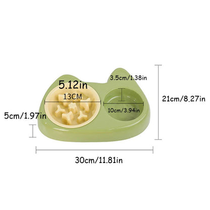 2-in-1 Stainless Steel Anti-Choking Slow Feeder Cat Bowl