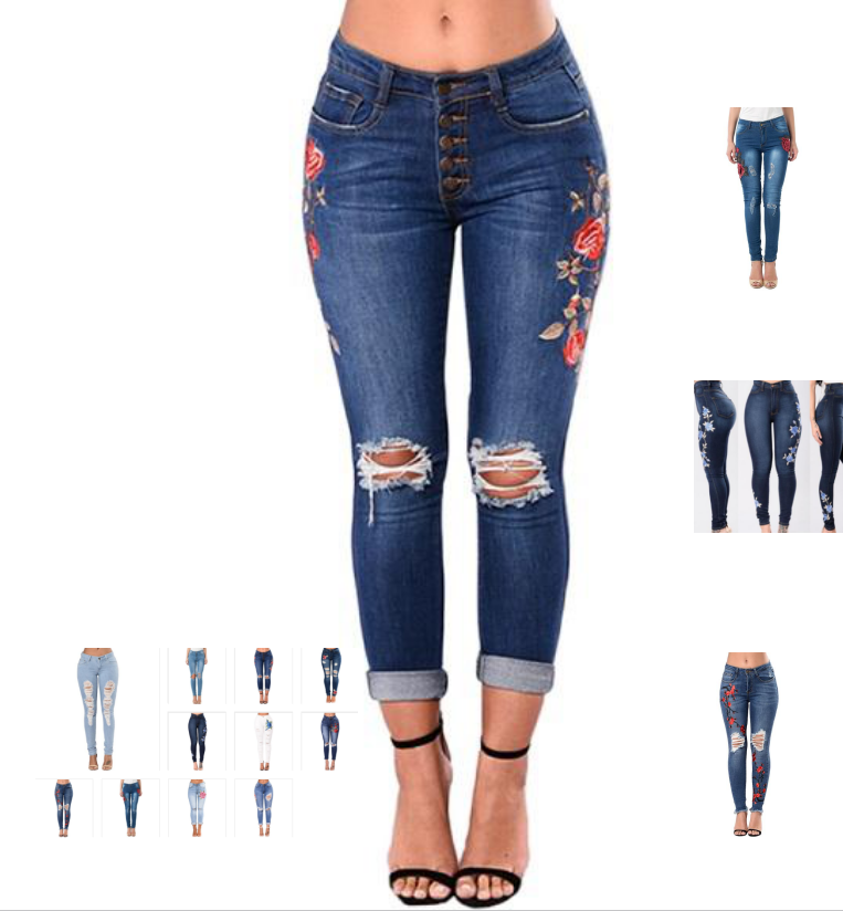 Pencil Denim Ripped Women Jeans