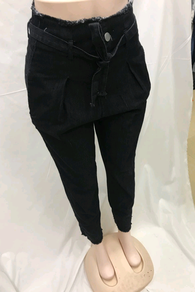 Damen-Jeans „Flowerbed“ mit hohem Bund und Gürtel