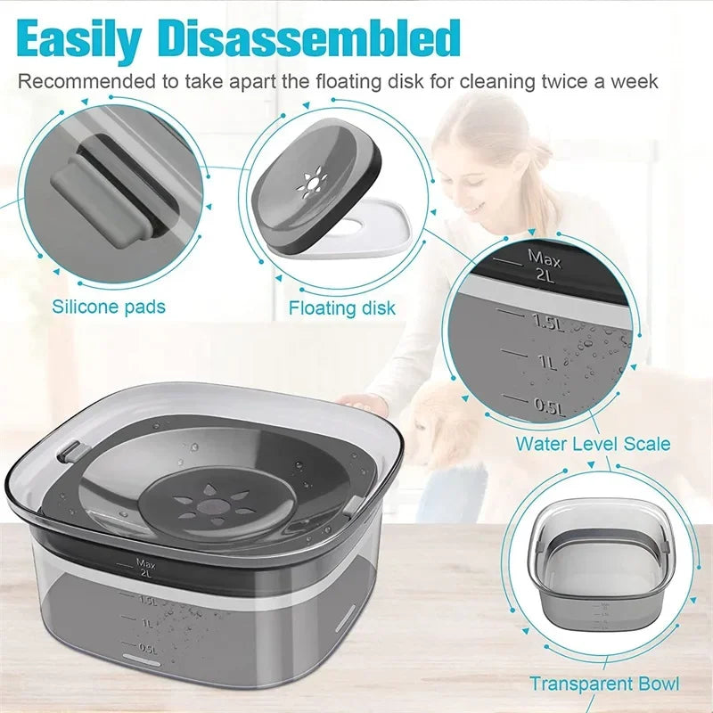 2L Dog Water Bowl - Pet Water Dispenser