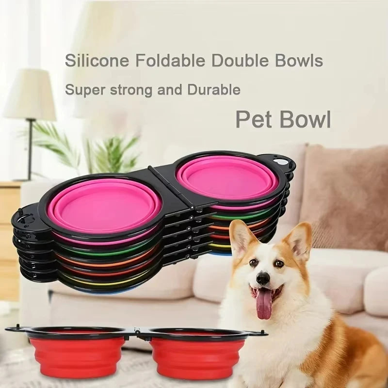 2 In 1 Hangable Outdoor Silicone Foldable Dog Bowl