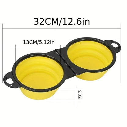 2 In 1 Hangable Outdoor Silicone Foldable Dog Bowl