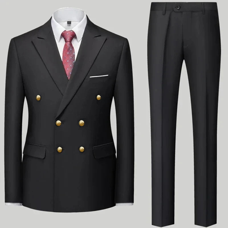 Men Classical Korean Style 2 Pcs Suit Set

