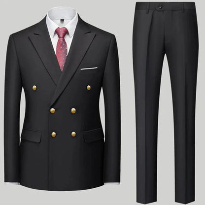 Men Classical Korean Style 2 Pcs Suit Set
