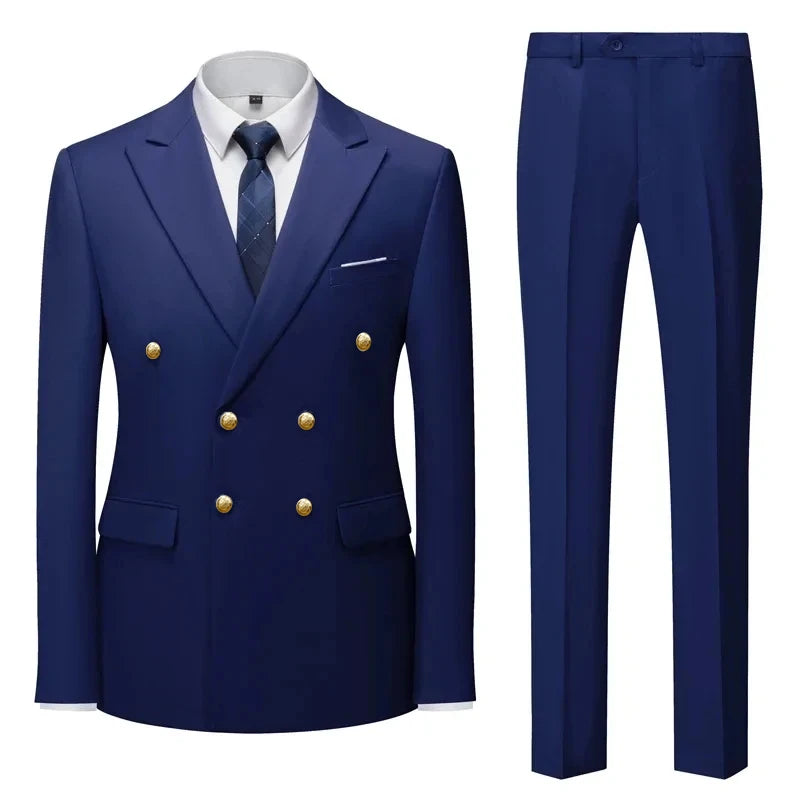 Men Classical Korean Style 2 Pcs Suit Set
