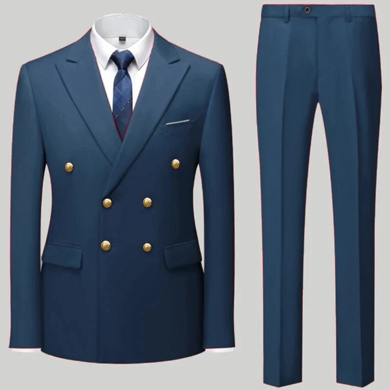 Men Classical Korean Style 2 Pcs Suit Set
