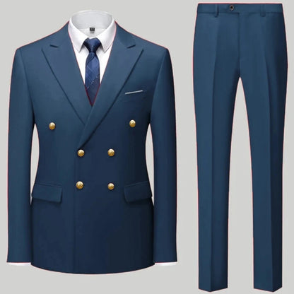 Men Classical Korean Style 2 Pcs Suit Set
