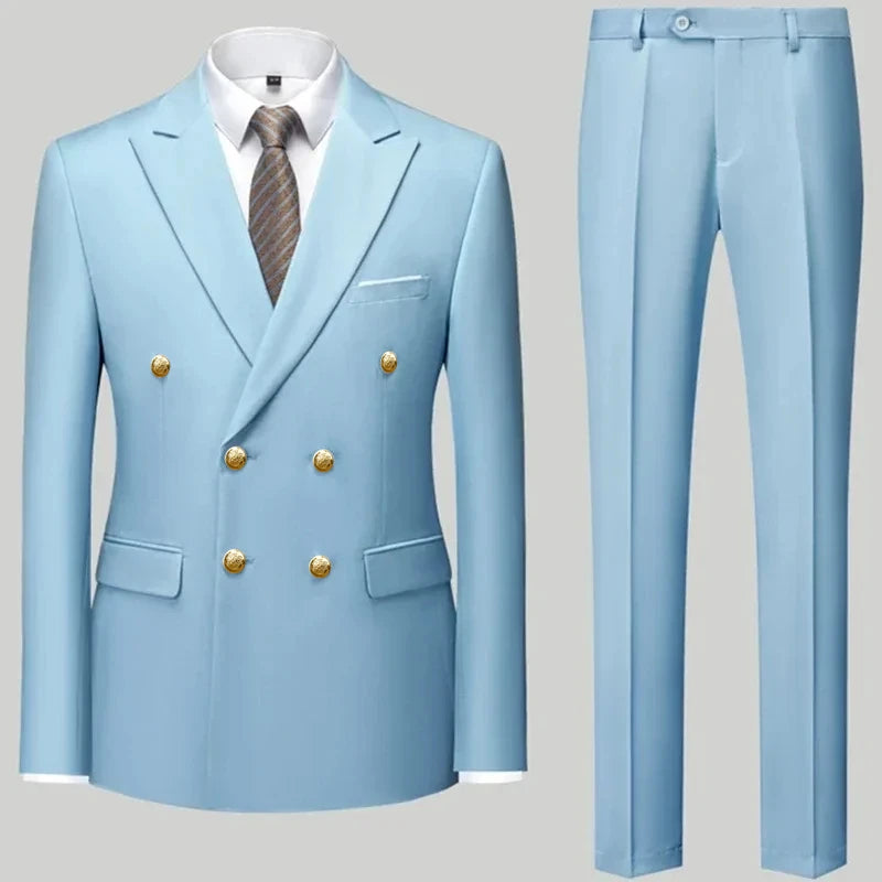 Men Classical Korean Style 2 Pcs Suit Set
